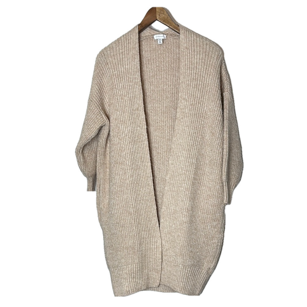 Topshop Tan Oversized Ribbed Cardigan Sweater